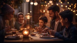 family-enjoying-their-iftar-ramadan-together-with-ramadan-kareem-ramadan-lantern